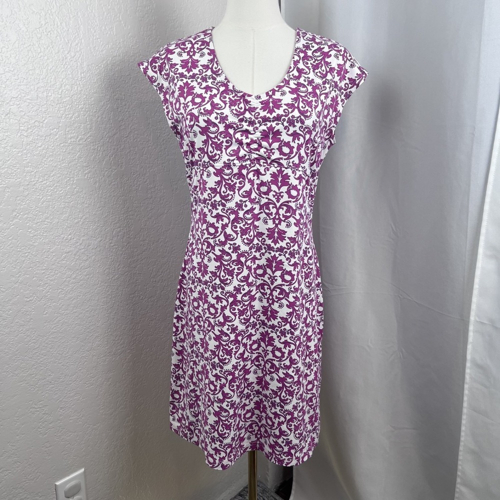 Title Nine Dream Mini Dress Womens Small Pink White Floral Athletic Travel Comfy